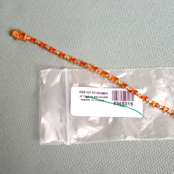 NATURAL TANZANIA TANGERINE KYANITE, WHITE ZIRCON BRACELET - Picture 8 of 9